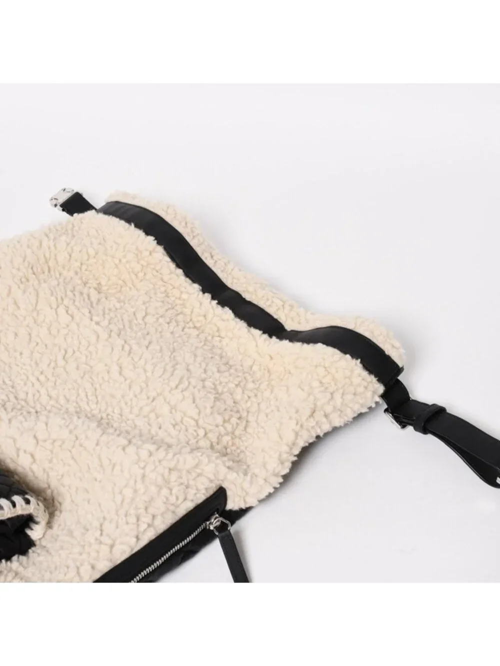 Chanel Coco Niege Neige Backpack CC Logo Nylon Fleece Beige Black